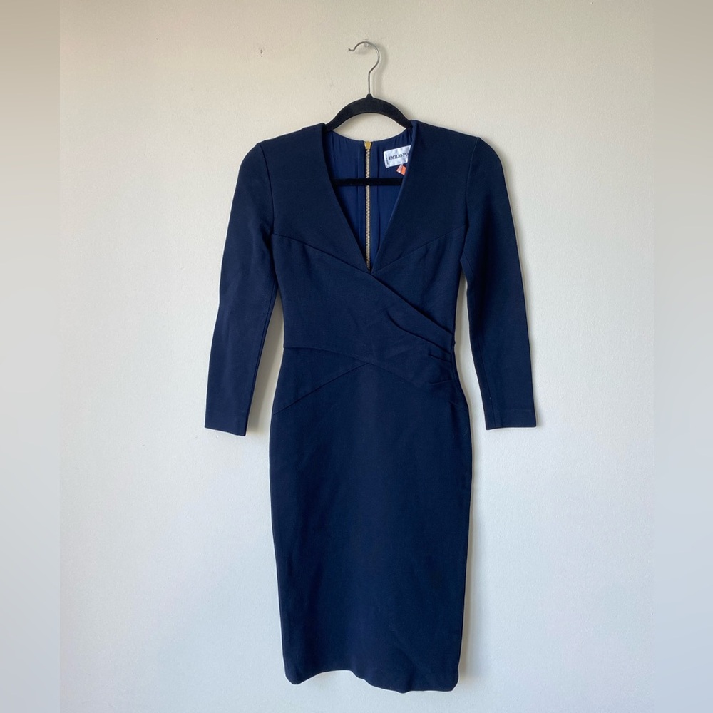 Emilio Pucci Blue Sheath Dress V-Neck Zipper Back